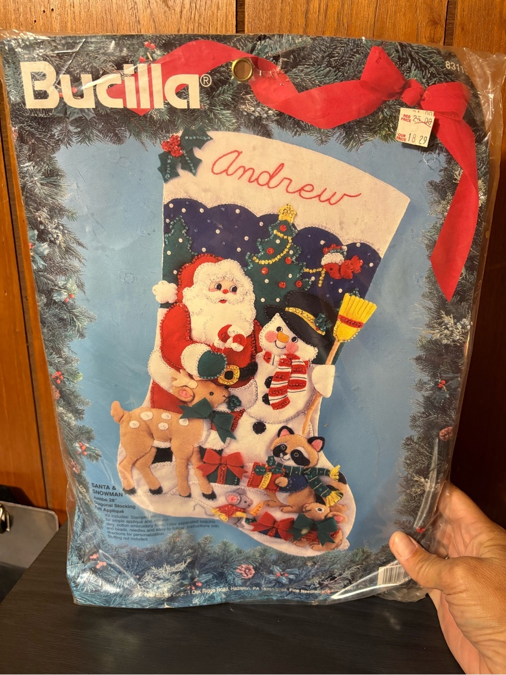 Bucilla Santa & Snowman Jumbo 28" Felt Applique Stocking Kit 83119